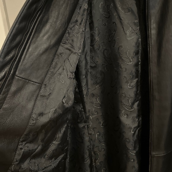 Anne Klein Leather Long Black Jacket Coat 90s Medium Full Zip vintage lambskin - Picture 7 of 9